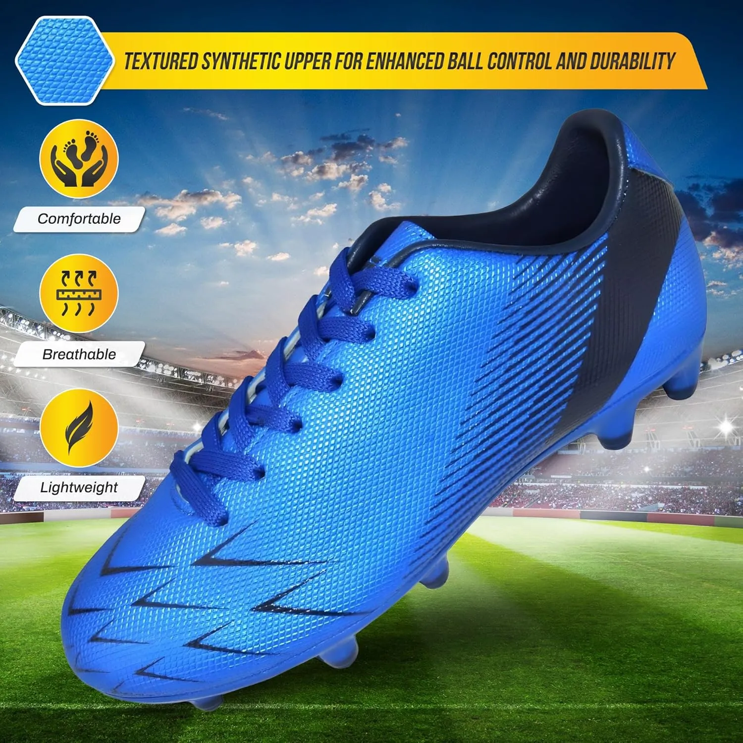 Vizari Ranger Youth Firm Ground Soccer Cleats ?C FG Outdoor Football Shoes | Ideal for Toddlers & Little/Big Kids | Snug Fit with Long-Lasting Comfort
