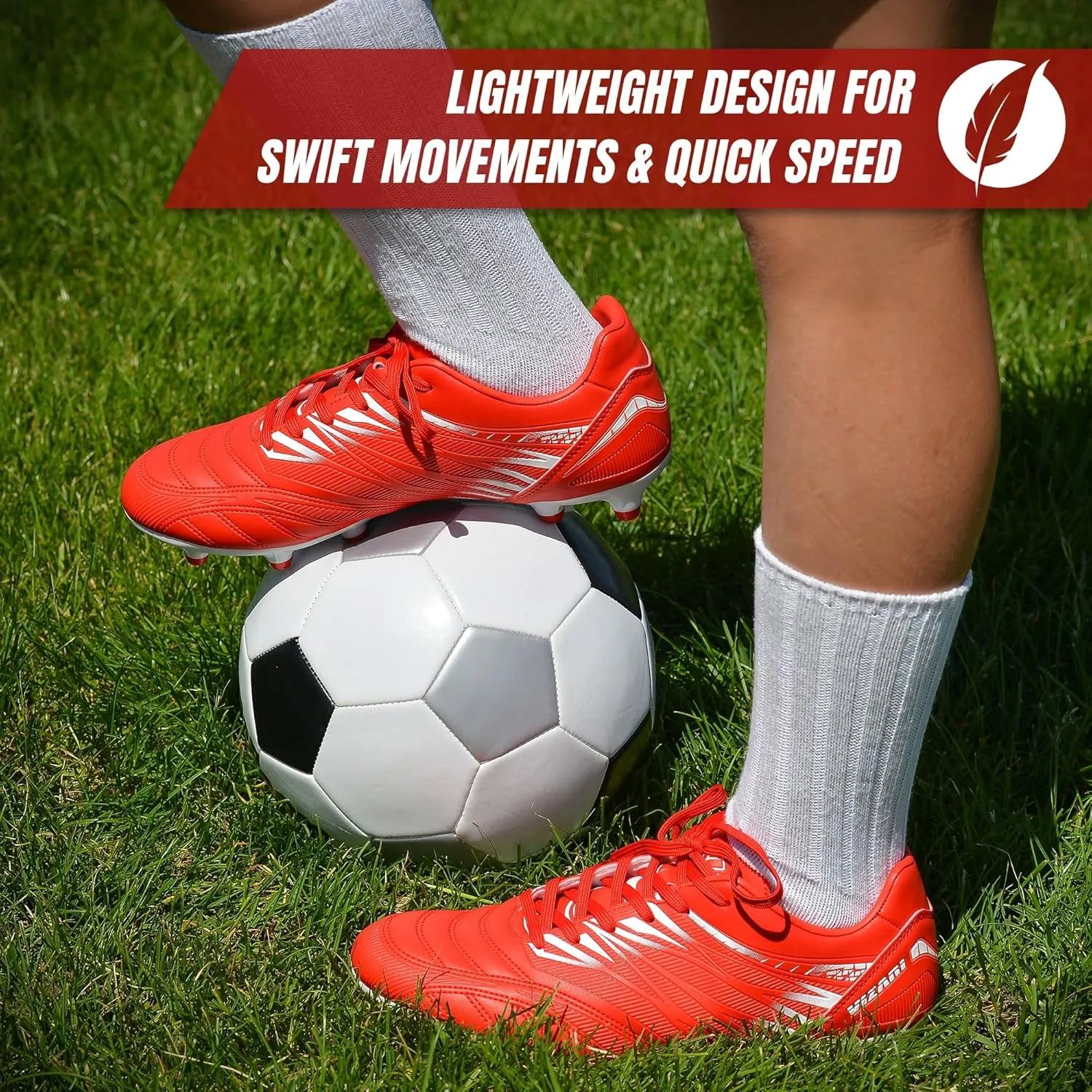 Vizari Ranger Youth Firm Ground Soccer Cleats ?C FG Outdoor Football Shoes | Ideal for Toddlers & Little/Big Kids | Snug Fit with Long-Lasting Comfort