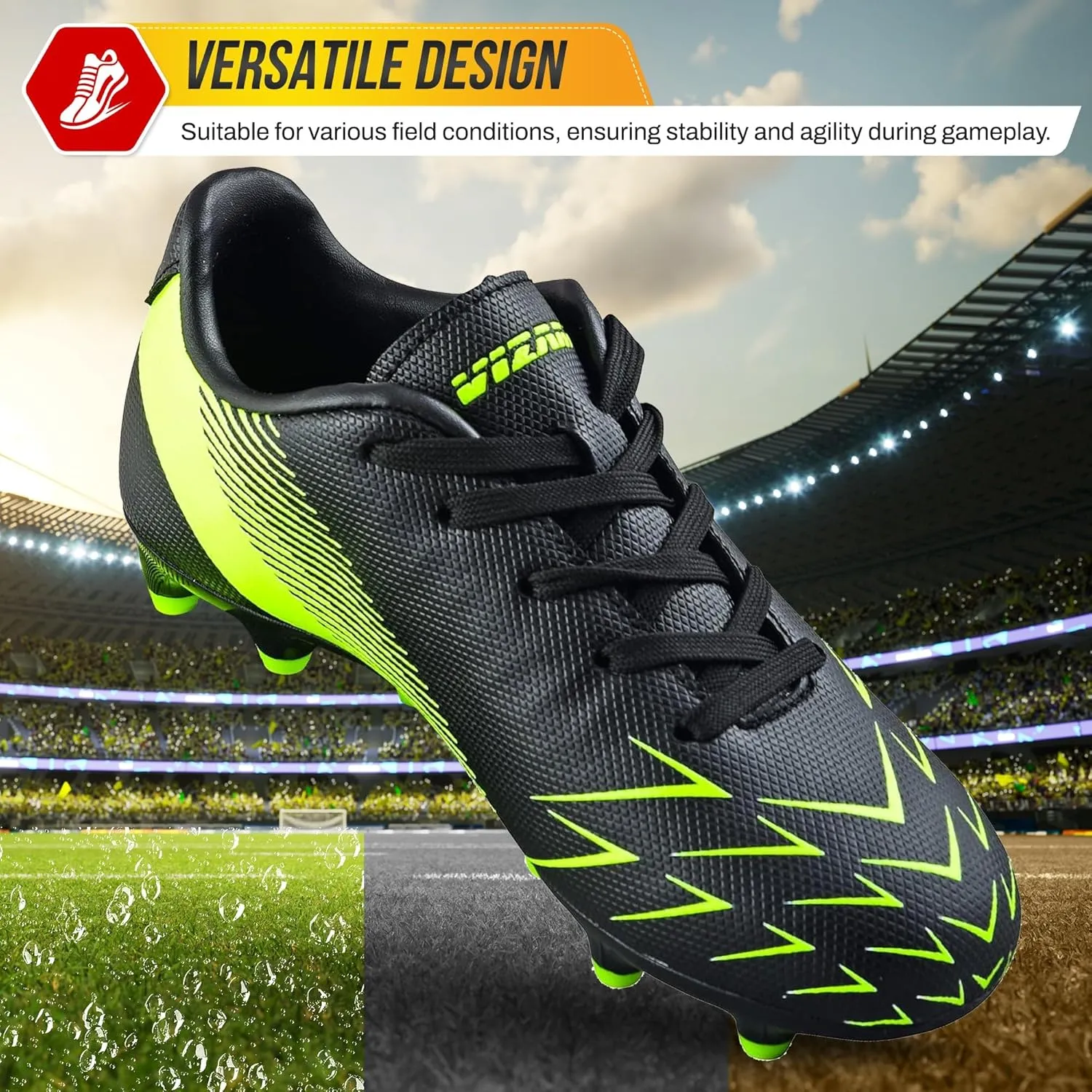 Vizari Ranger Youth Firm Ground Soccer Cleats ?C FG Outdoor Football Shoes | Ideal for Toddlers & Little/Big Kids | Snug Fit with Long-Lasting Comfort