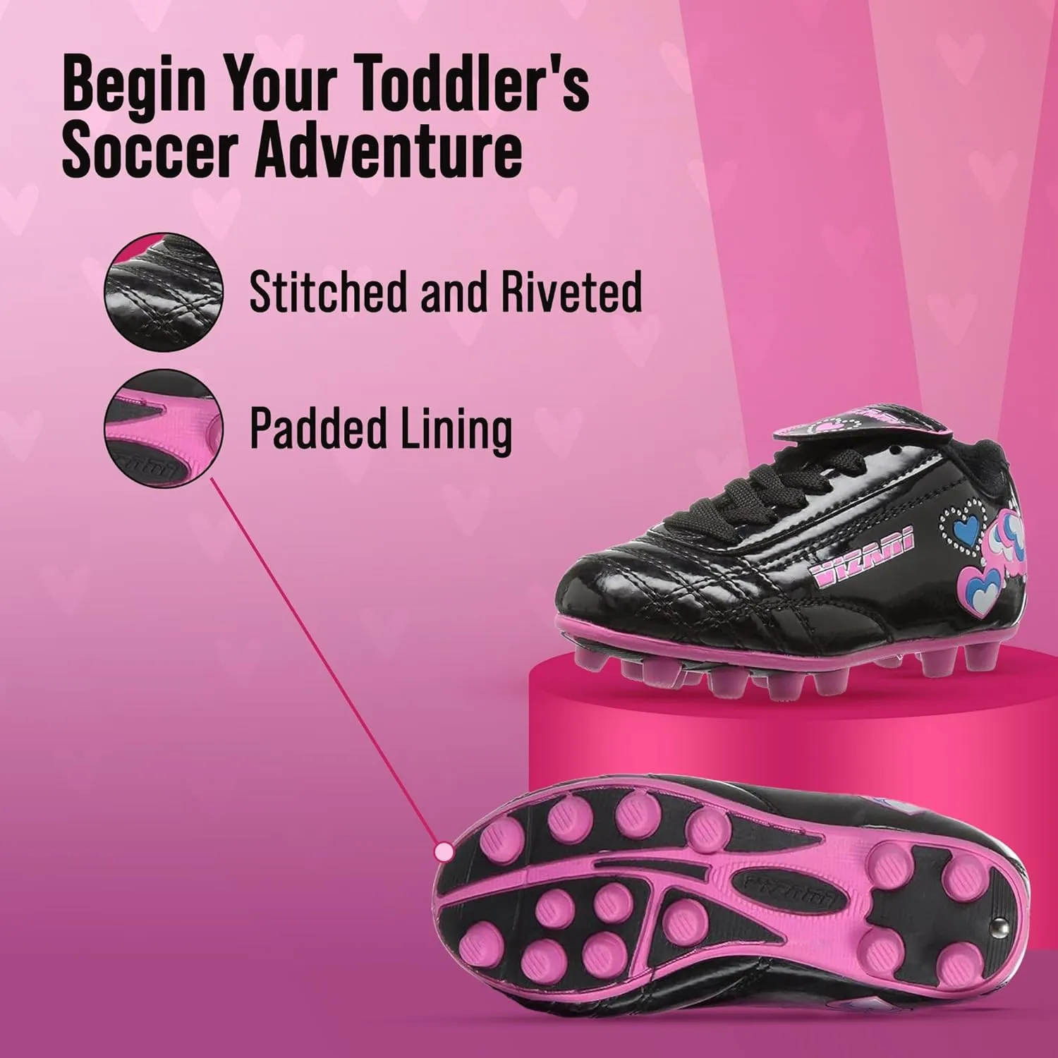 Vizari USA Boys Girls Soccer Cleats | Youth Firm Ground Athletic Outdoor Football Shoes for Toddler, Little Kid, Big Kid | Lightweight & Durable