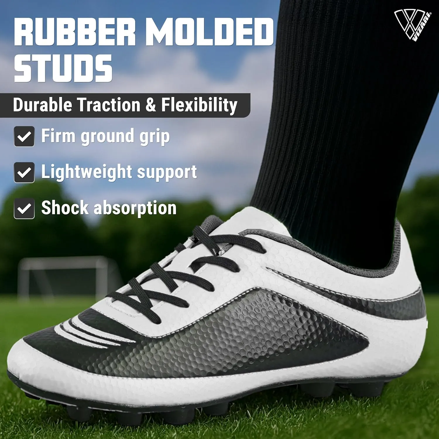 Vizari USA Kids Soccer Cleats ?C Youth Football Shoes for Boys & Girls | Lightweight Firm Ground Outdoor Cleats ?C Durable Athletic Soccer Shoes
