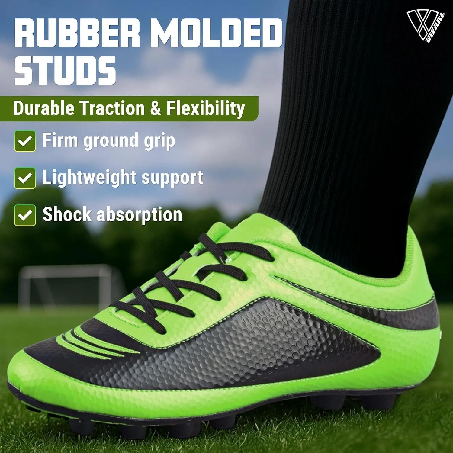 Vizari USA Kids Soccer Cleats ?C Youth Football Shoes for Boys & Girls | Lightweight Firm Ground Outdoor Cleats ?C Durable Athletic Soccer Shoes