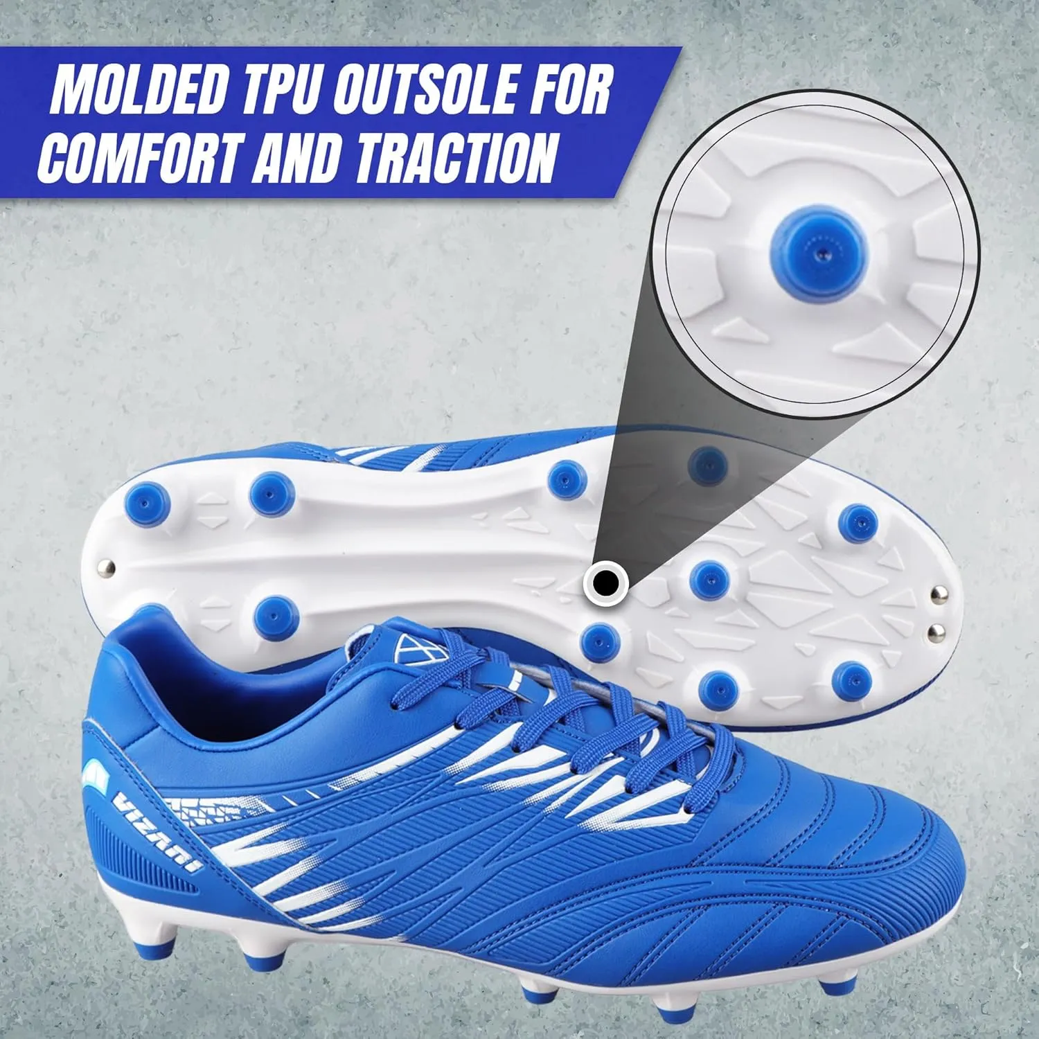 Vizari Valencia Firm Ground Soccer Cleats for Men & Women ?C Adult Football Shoes with Wide Fit, TPU Studs, Comfortable Design, Size 6.5 to 13 (Unisex)