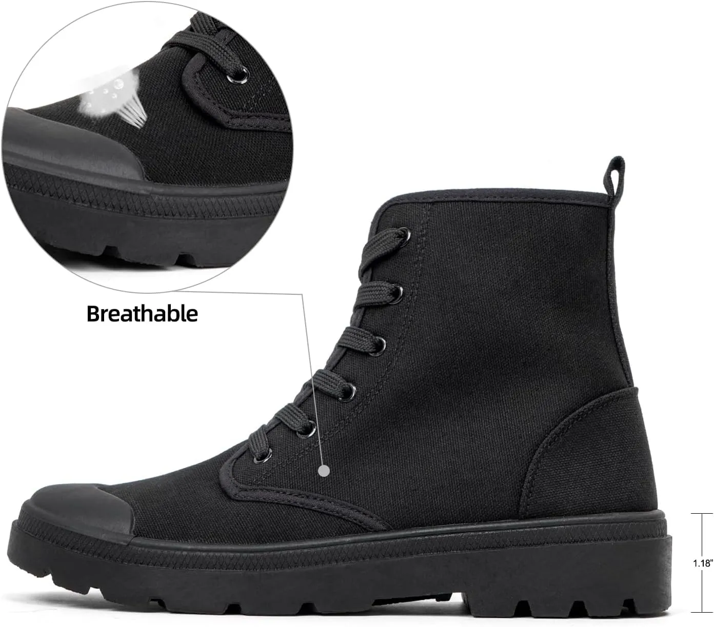 VJH confort Women's High Top Canvas Sneakers Lace Up Casual Walking Shoes with Reinforced Toe Cap
