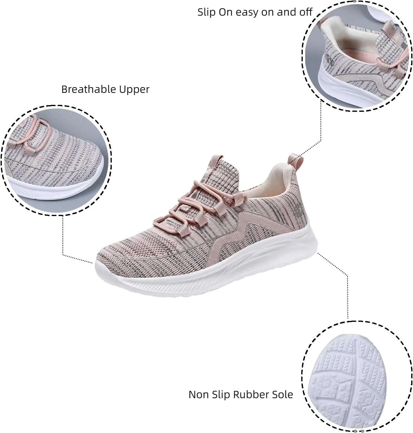 Walking Shoes Women Slip On Soft Bottom Mesh Breathable Sports Shoes Casual Tennis Athletic Casual Comfort Sneakers