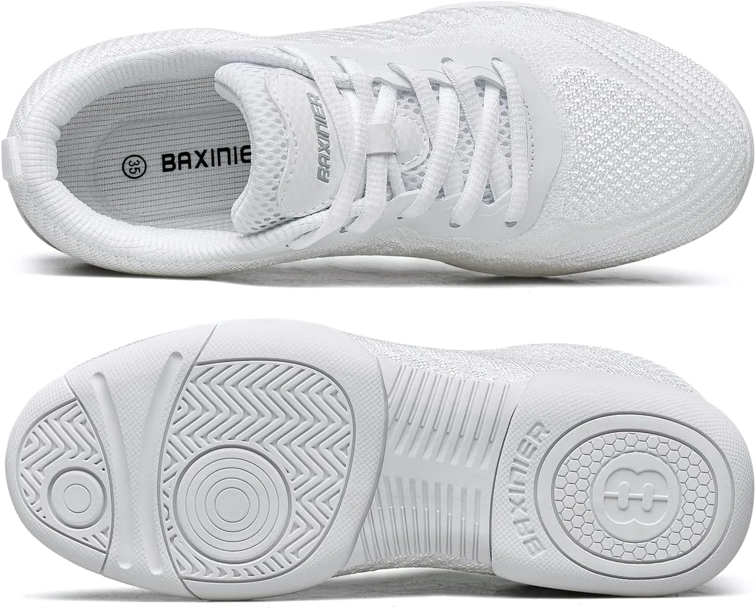 White Cheer Shoes for Girls Youth Cheerleading Shoes Competition Dance Sneakers Hip Hop Walking Sneakers