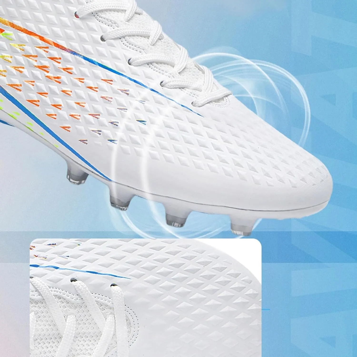 Wide Soccer Cleats Turf, Football Cleats Professional Lightweight High Top for Youth Big Boys Firm Ground Training