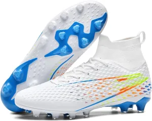 Wide Soccer Cleats Turf, Football Cleats Professional Lightweight High Top for Youth Big Boys Firm Ground Training