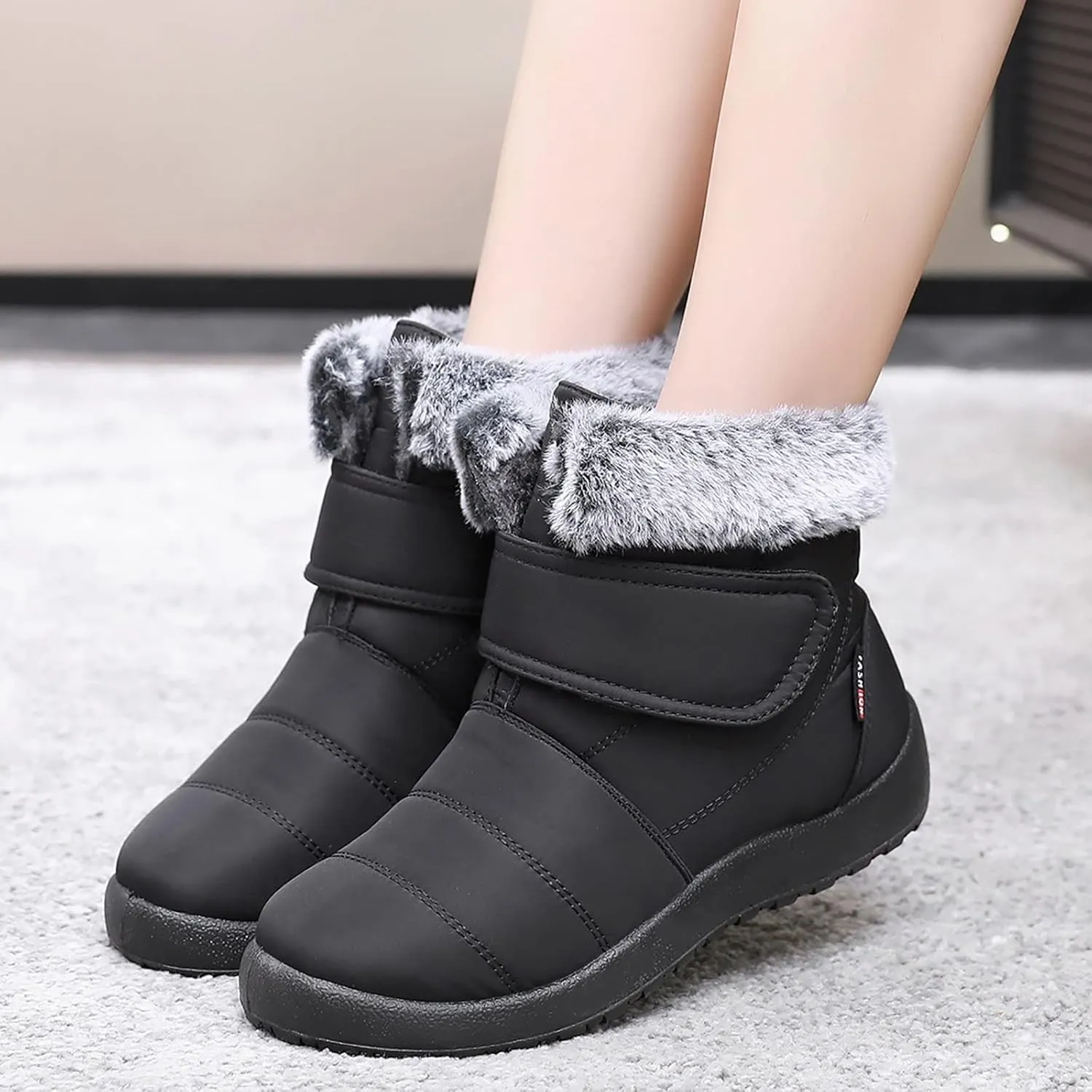 Winter Boots for Women Wide Width Womens Tall Winter Boots Waterproof Fur Lined Mid Calf Winter Boots Women Tall Snow Boots Waterproof Insulated Boots for Women Winter Waterproof