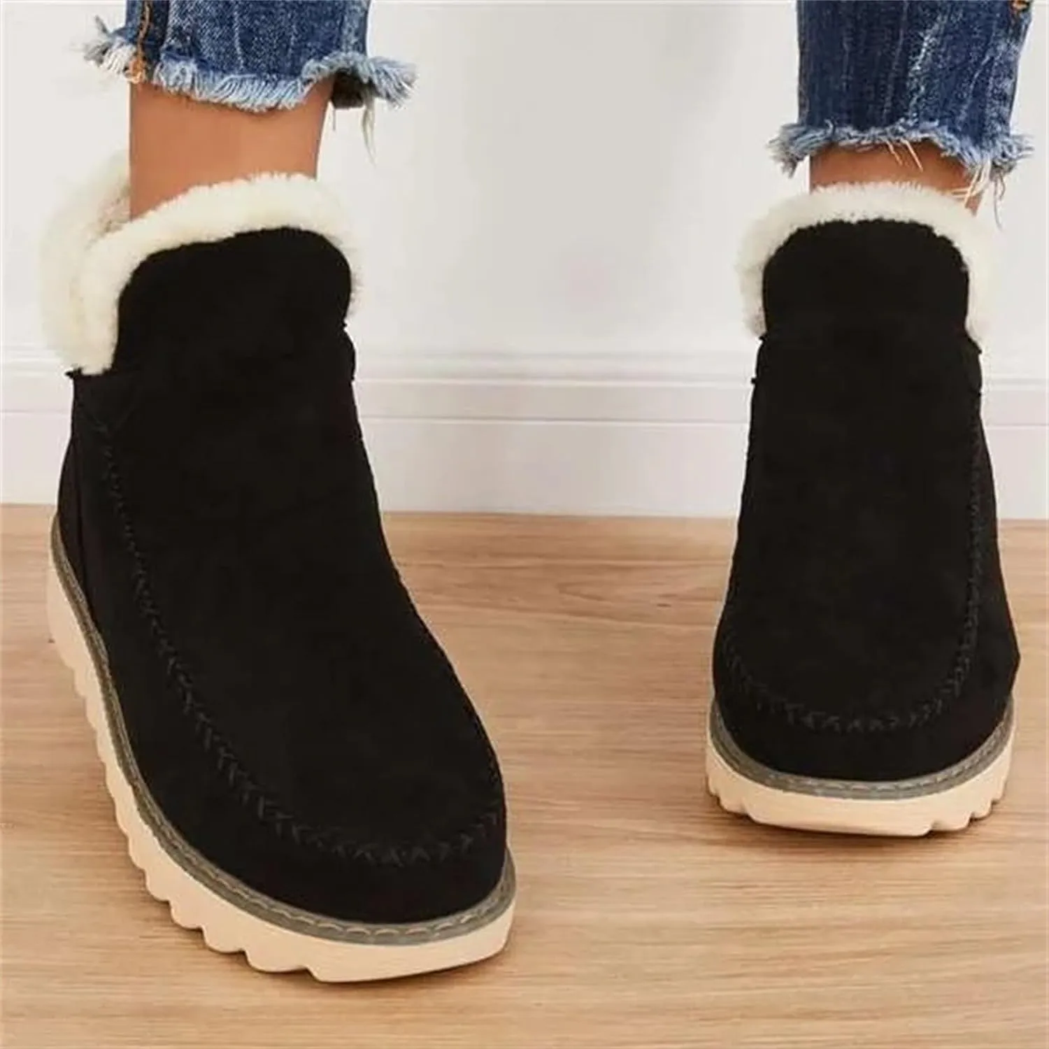 Winter Boots for Women Wide Width Womens Tall Winter Boots Waterproof Fur Lined Mid Calf Winter Boots Women Tall Snow Boots Waterproof Insulated Boots for Women Winter Waterproof