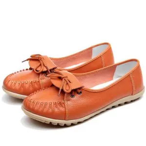 Women Casual Soft Comfortable Outdoor Lace Up Leather Flat Loafers Shoes