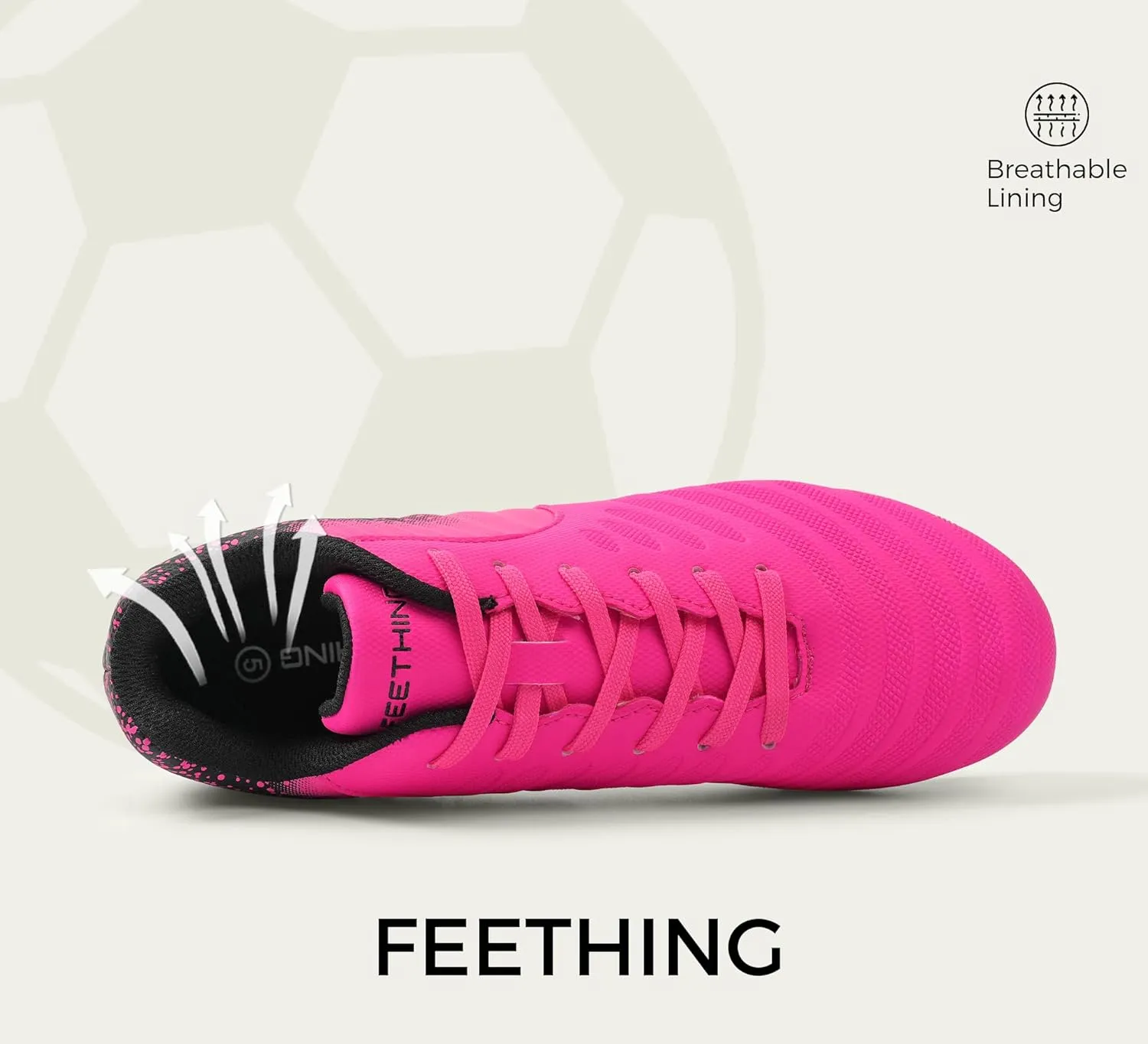 Women Soccer Cleats Firm Ground Lace-Up Youth Soccer Shoes Light-Weight Outdoor Training Football Sneakers Big Kid
