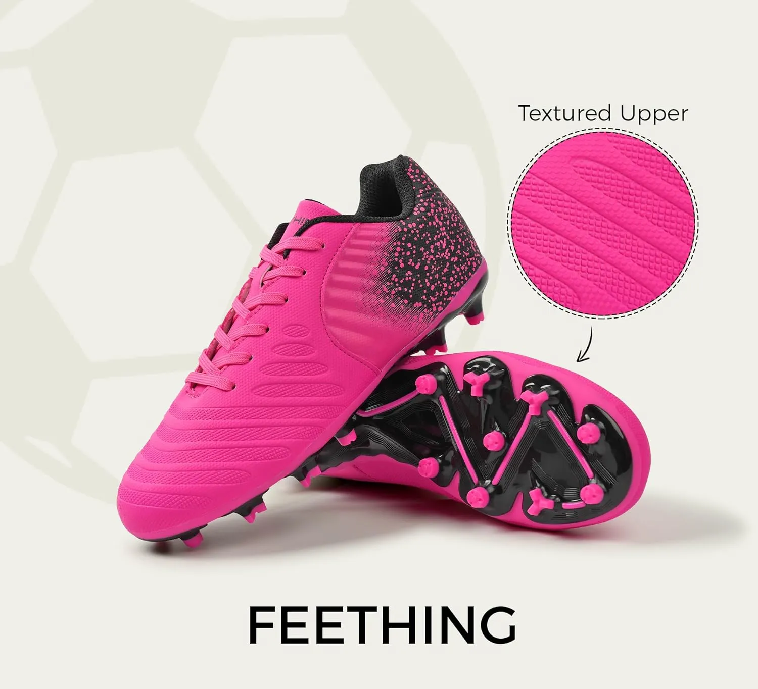 Women Soccer Cleats Firm Ground Lace-Up Youth Soccer Shoes Light-Weight Outdoor Training Football Sneakers Big Kid