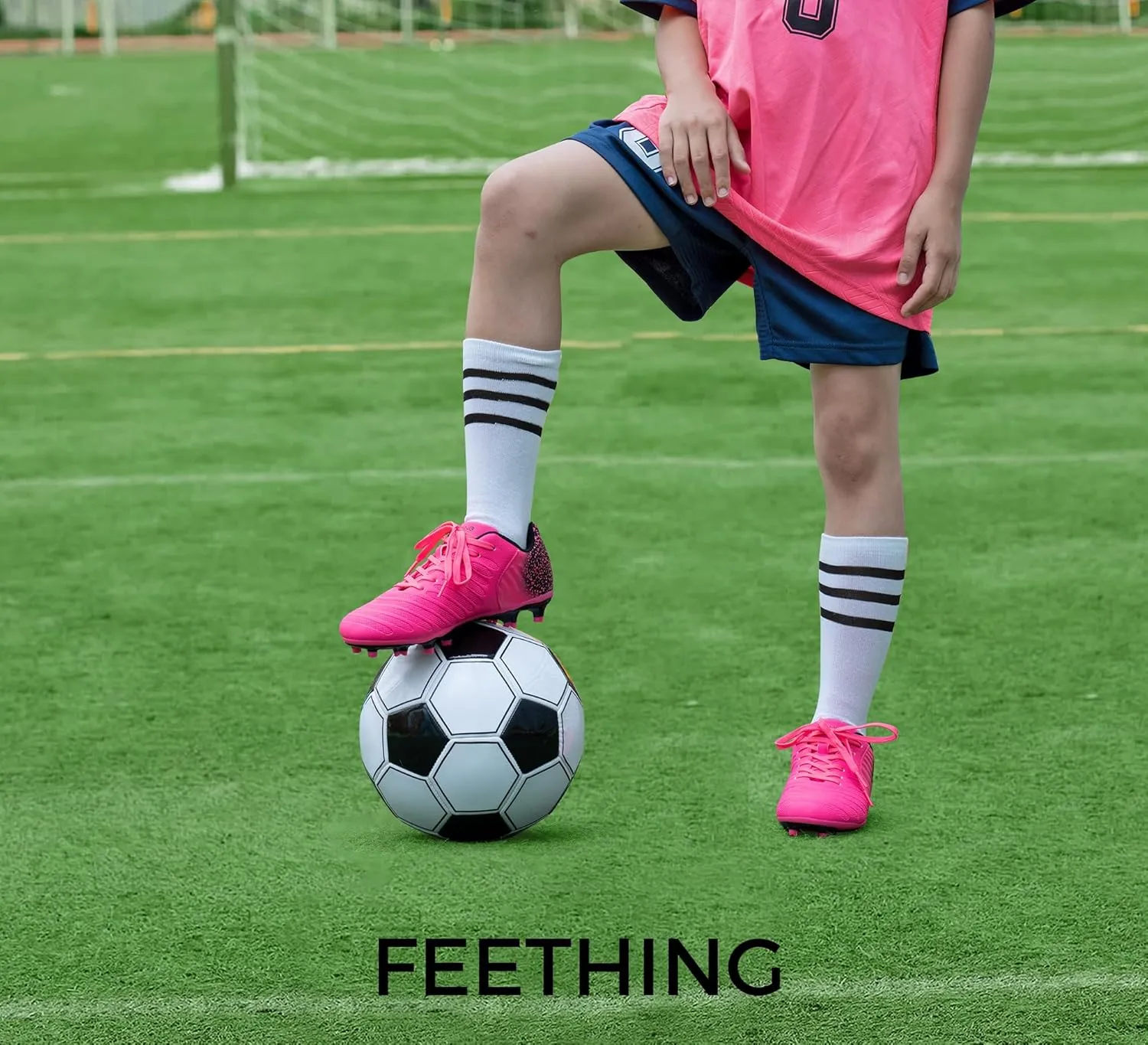 Women Soccer Cleats Firm Ground Lace-Up Youth Soccer Shoes Light-Weight Outdoor Training Football Sneakers Big Kid
