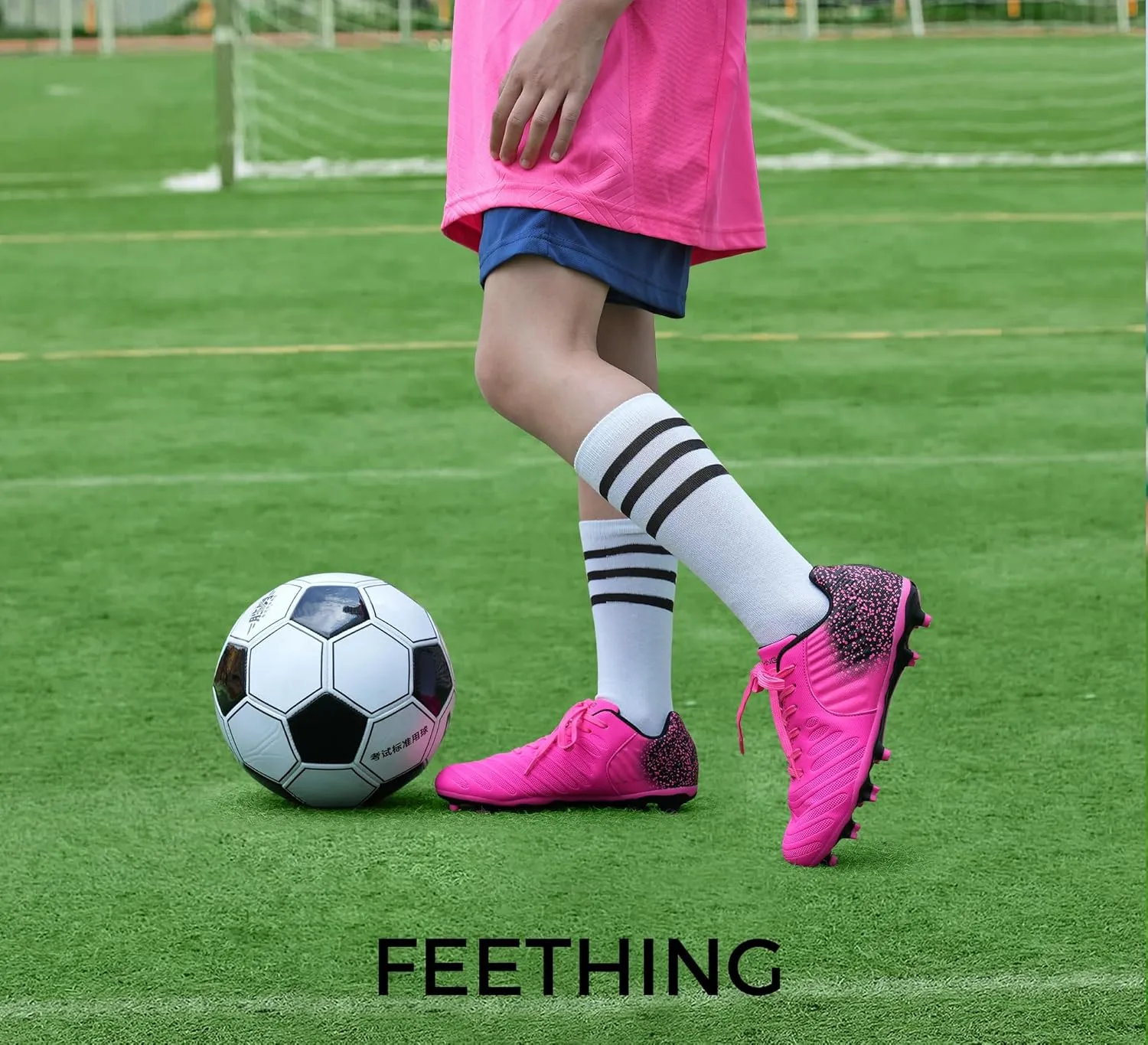 Women Soccer Cleats Firm Ground Lace-Up Youth Soccer Shoes Light-Weight Outdoor Training Football Sneakers Big Kid