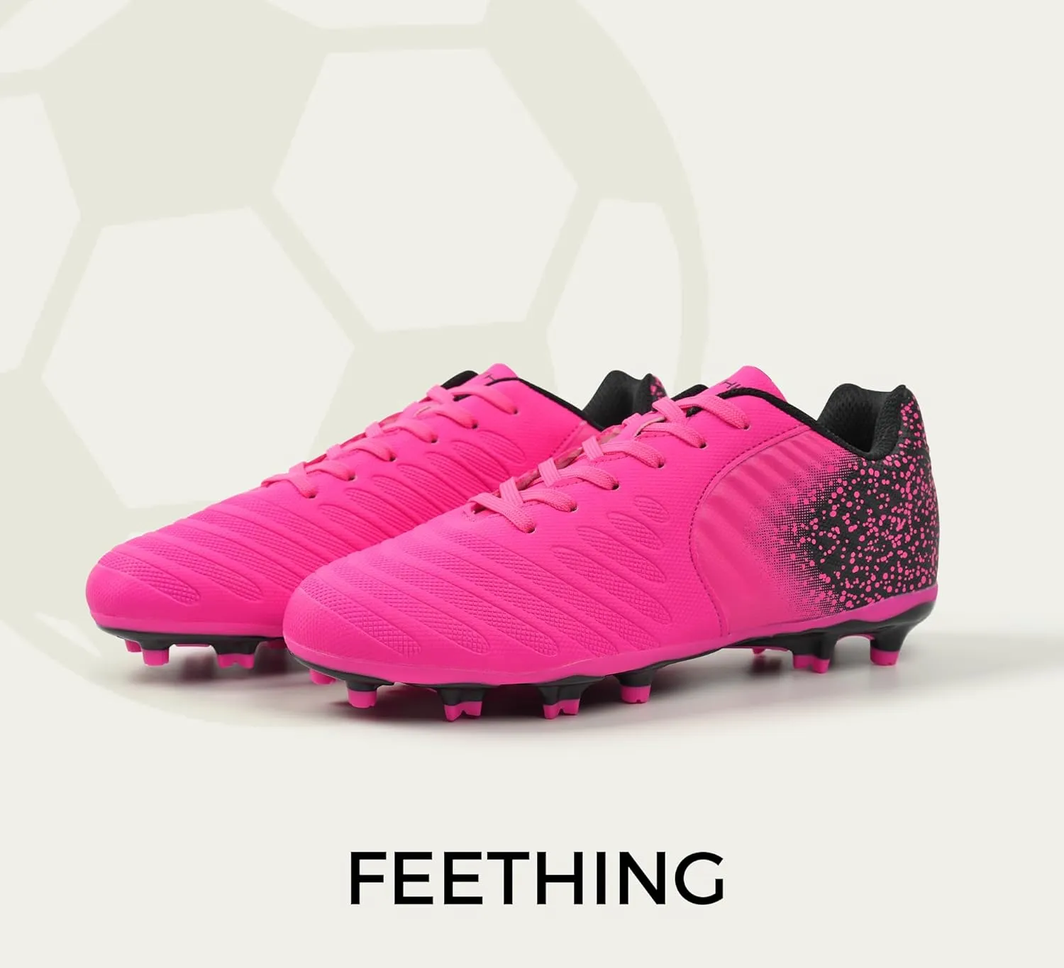 Women Soccer Cleats Firm Ground Lace-Up Youth Soccer Shoes Light-Weight Outdoor Training Football Sneakers Big Kid