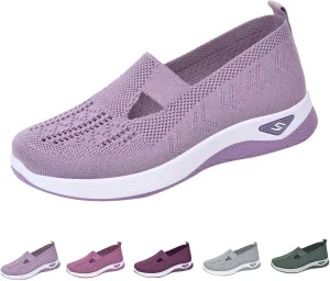 Women Walking Shoes Orthopedic Sock Sneakers Slip-On Woven Breathable Mesh Nursing Work Mesh Air Cushion Athletic Shoes
