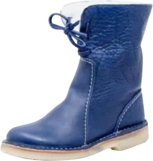 Women Waterproof Wool Lined Boots Vintage Buttery-Soft Wool Lined Boots PU Leather Snow Ankle Boots for Men