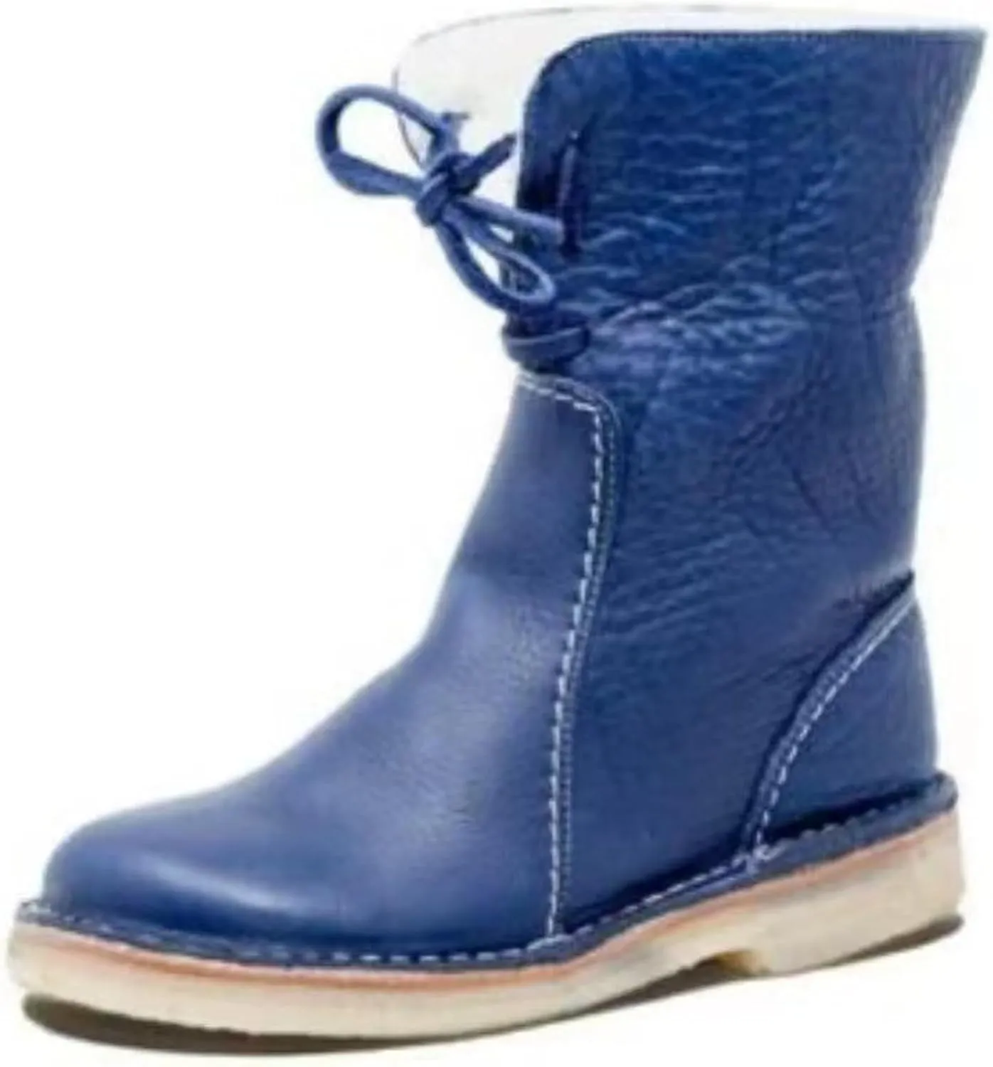 Women Waterproof Wool Lined Boots Vintage Buttery-Soft Wool Lined Boots PU Leather Snow Ankle Boots for Men