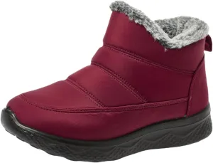 Womens Ankle Snow Boots Black Lace Up Waterproof Hiking Boots For Women Winter Plush Lined Boots With Side Zipper