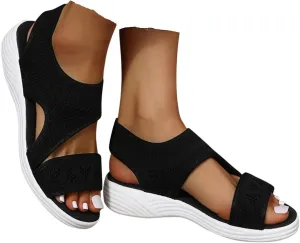 Women's Arch Support Orthotic Sandals Comfort Slip-On Sport Open-Toe Mesh Walking Sandals for Plantar Fasciitis