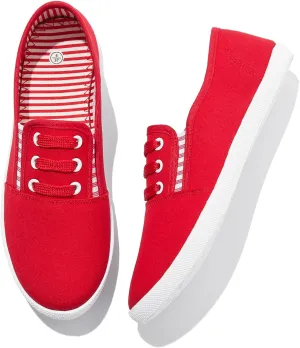 Women's Canvas Slip On Sneakers - Casual Walking Shoes, Non Slip Work Shoes