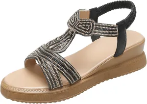 Women's Casual Elastic Slope Bottom Roman Shoes Summer Fashion Ladies Sandals Slide Sandals for Women Casual Summer