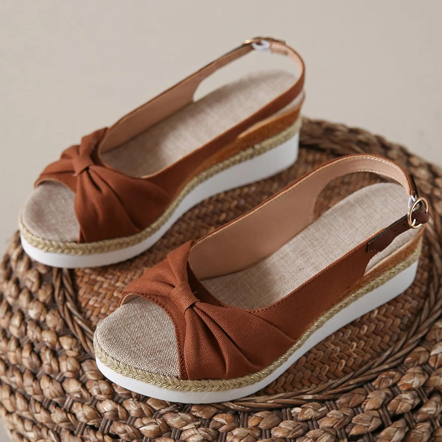 Womens Dress Sandals Plus Size Ankle Strap Buckle Black Sandal Wedge Casual Arch Support Comfortable Summer Shoes
