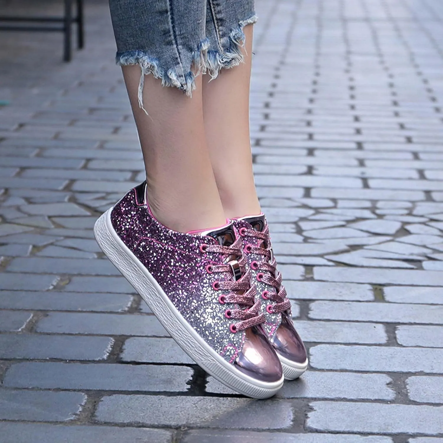 Women's Fashionable Colorful Sports Skateboard Shoes Anti Slip Shock-Absorbing Tennis Shoes Ultra Light Breathable Casual Walking Shoes