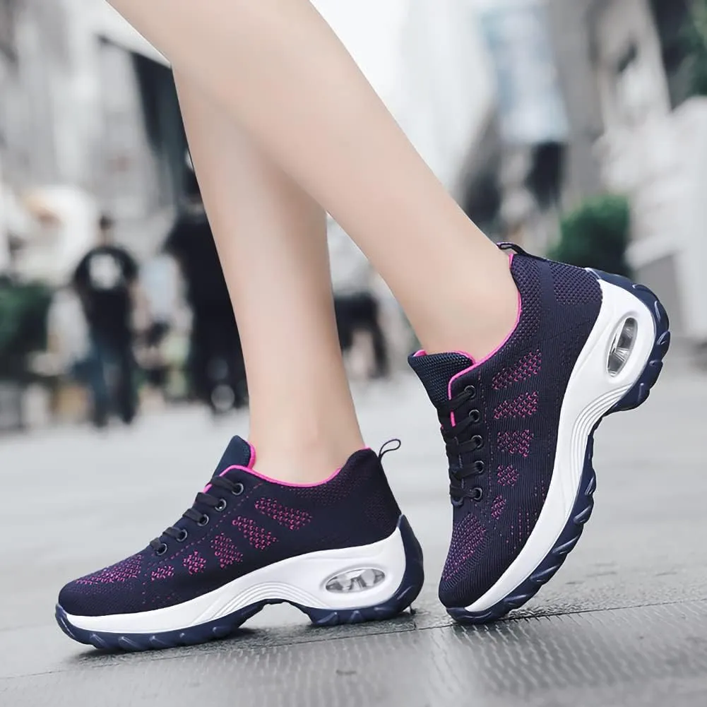 Women's Lace-up Dance Sneakers Air Cushion Hip Hop Athletic Line Dance Shoes Low Heel,Model 1918