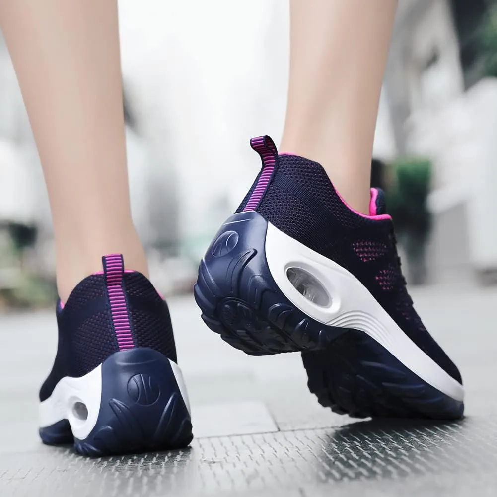 Women's Lace-up Dance Sneakers Air Cushion Hip Hop Athletic Line Dance Shoes Low Heel,Model 1918