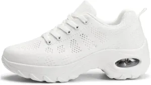 Women's Lace-up Dance Sneakers Air Cushion Hip Hop Athletic Line Dance Shoes Low Heel,Model 1918