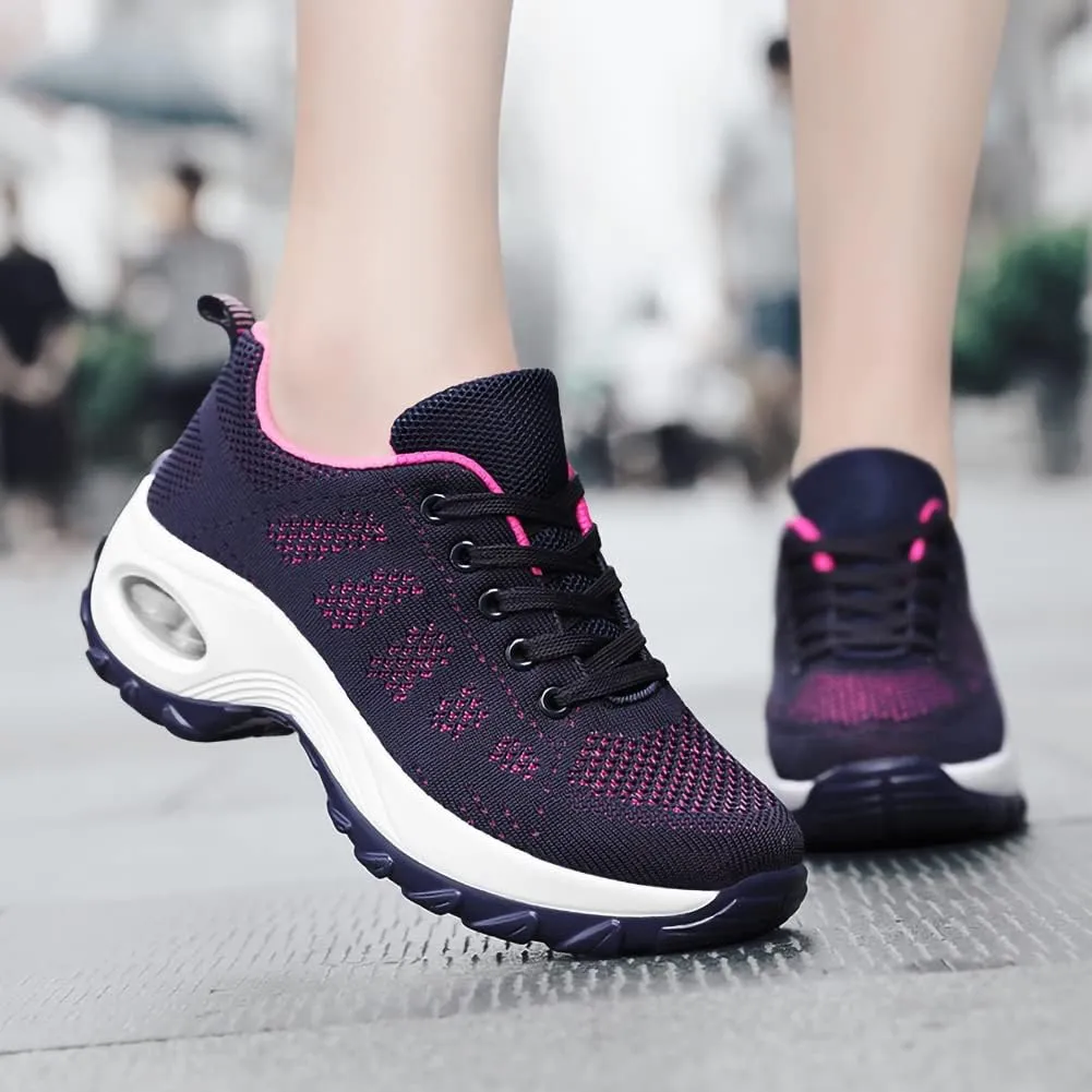 Women's Lace-up Dance Sneakers Air Cushion Hip Hop Athletic Line Dance Shoes Low Heel,Model 1918