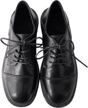 Women's Lace up Flat Shoes, Cute Round Toe Student Shoes, Oxford Girl's Lightweight Uniform Flat Shoes
