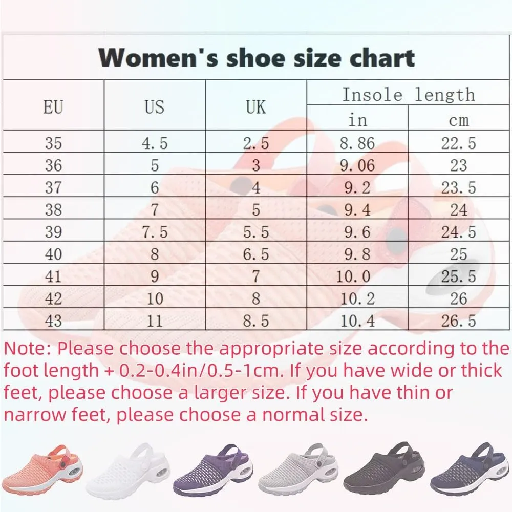 Women's Orthopedic Clogs,Slip On Mesh with Air Cushion Support Sandals, Reduce Back and Knee Pressure Mesh Shoes