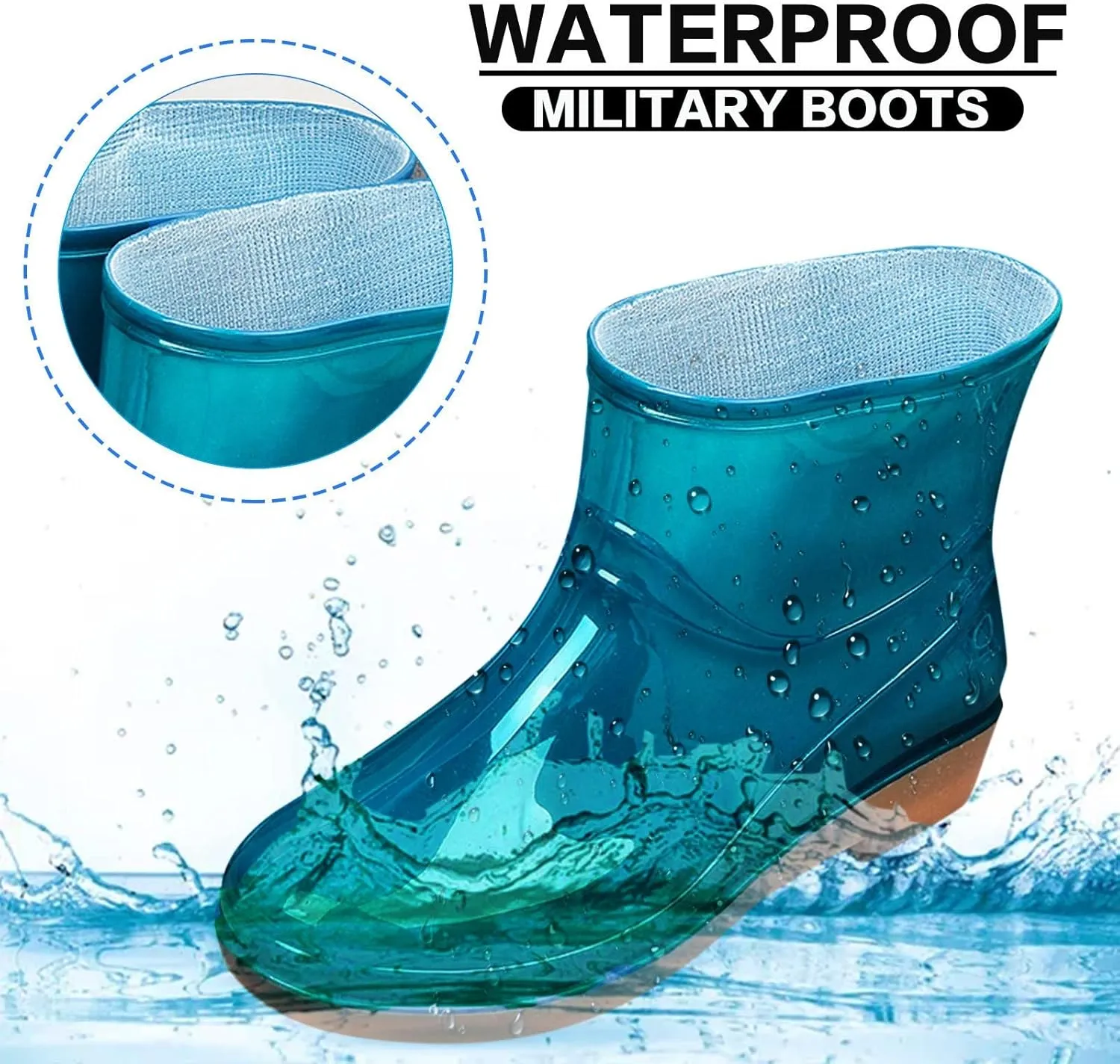Womens Rain Boots Wide Mens Grounded Footwear Ankle Booties with Heel Barefoot Shoes Casual Fall Short rain Boots for Women and Waterproof Garden Womens Rain Boots