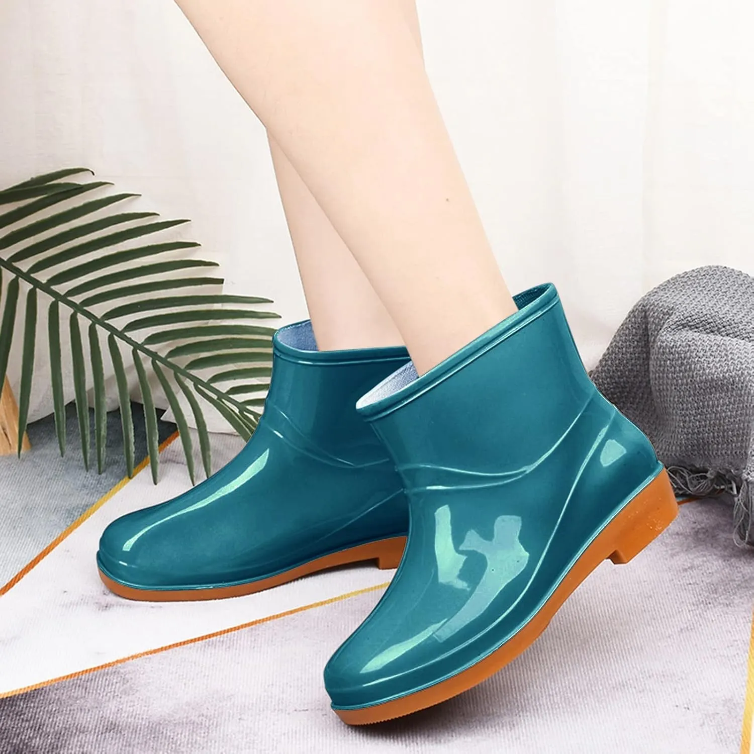 Womens Rain Boots Wide Mens Grounded Footwear Ankle Booties with Heel Barefoot Shoes Casual Fall Short rain Boots for Women and Waterproof Garden Womens Rain Boots
