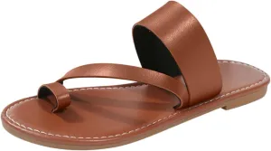 Women's Sandals Open Toe Flat Slides with Arch Support for Walking Comfort Casual Female Flat Slippers Dress Summer Beach Non