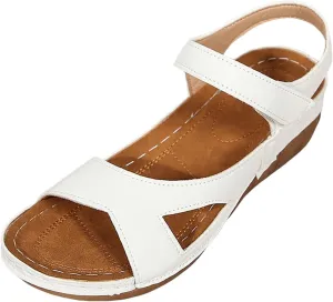 Womens Slip On Sandals Open Toe Wedges Ankle Strap Thick Soled Platform Sandals Summer Dressy Beach Shoes