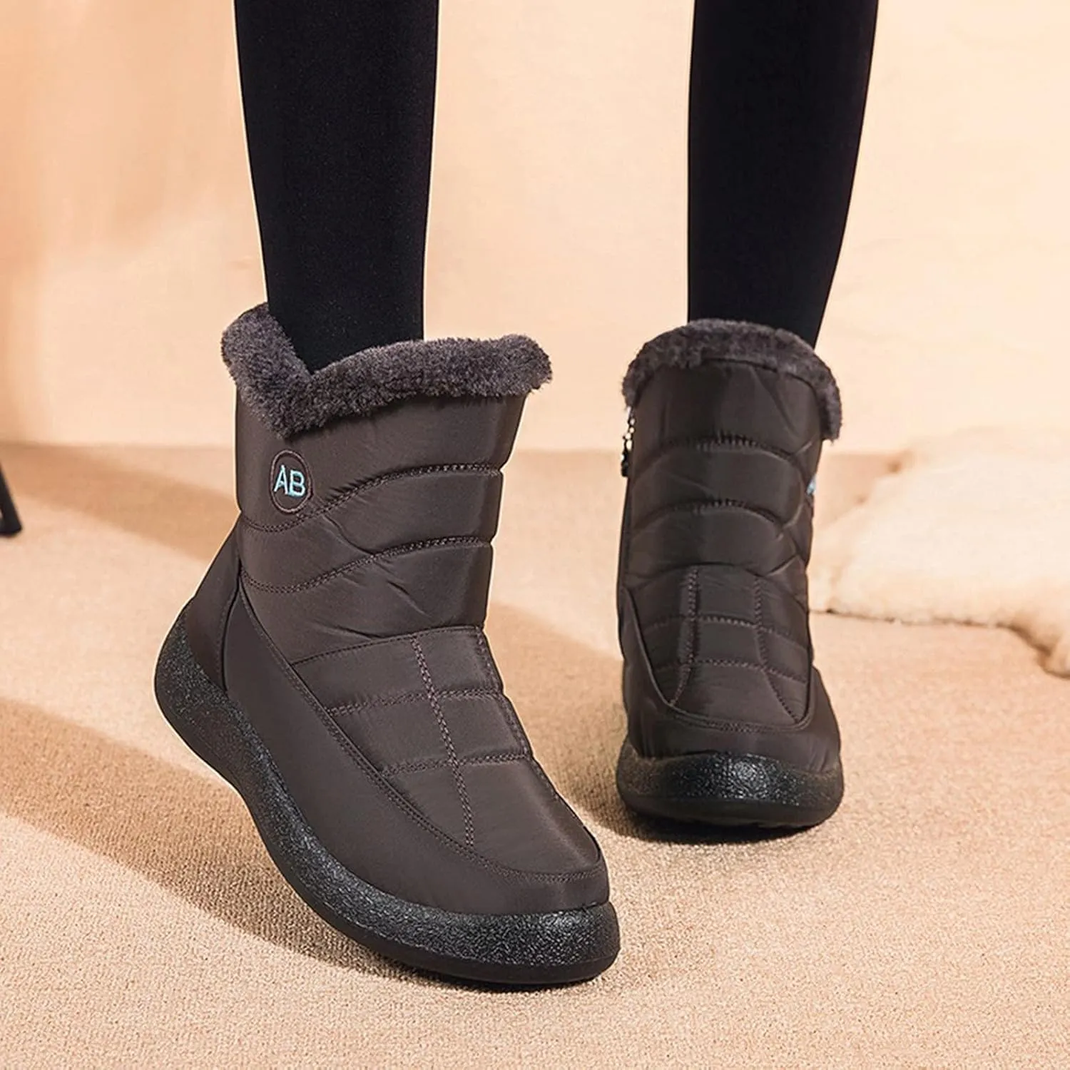 Womens Slip on Snow Boots Waterproof Women's Black Waterproof Snow Boots Snow Boots Womens Slip on Ankle Winter Boots for Women Waterproof Womens Winter Hiking Boots