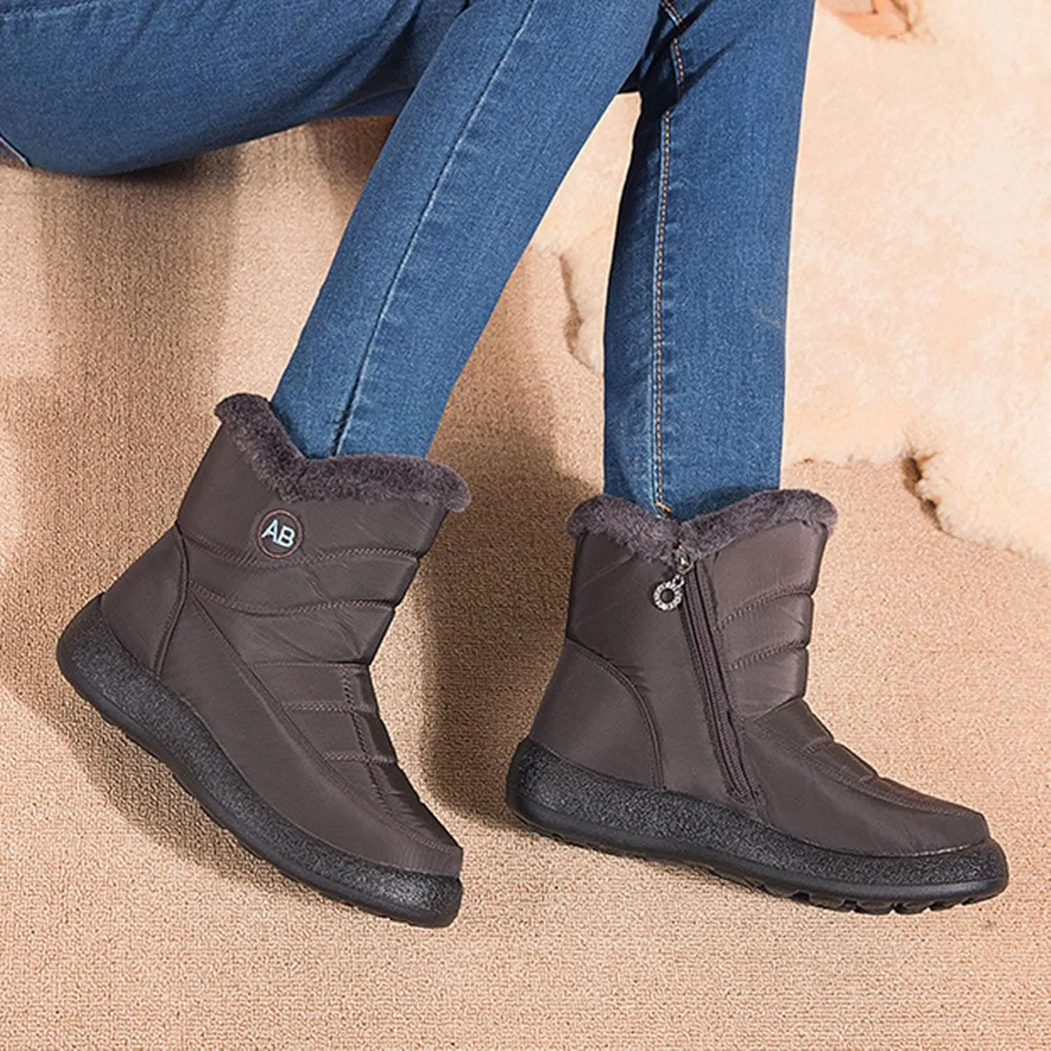 Womens Slip on Snow Boots Waterproof Women's Black Waterproof Snow Boots Snow Boots Womens Slip on Ankle Winter Boots for Women Waterproof Womens Winter Hiking Boots