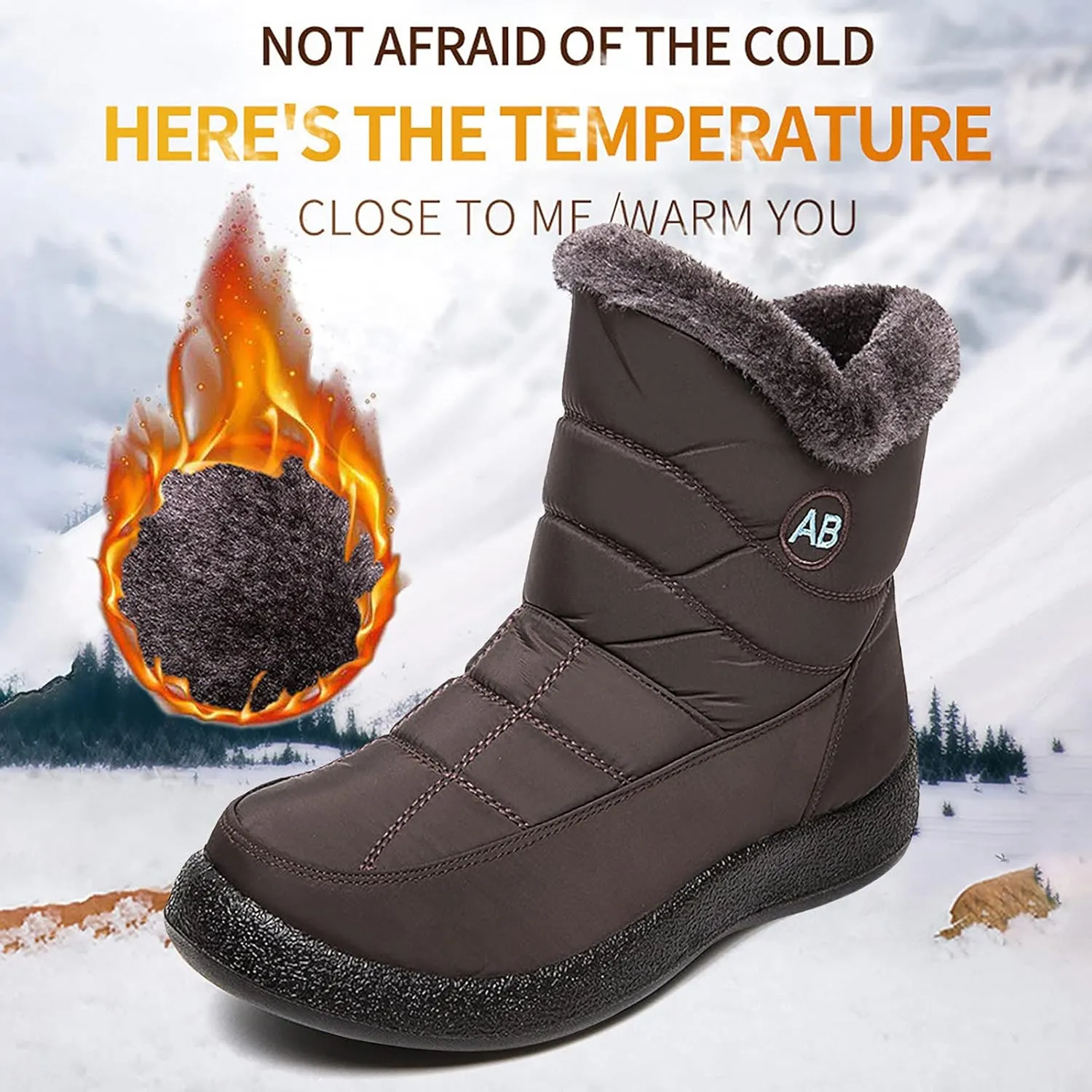 Womens Slip on Snow Boots Waterproof Women's Black Waterproof Snow Boots Snow Boots Womens Slip on Ankle Winter Boots for Women Waterproof Womens Winter Hiking Boots