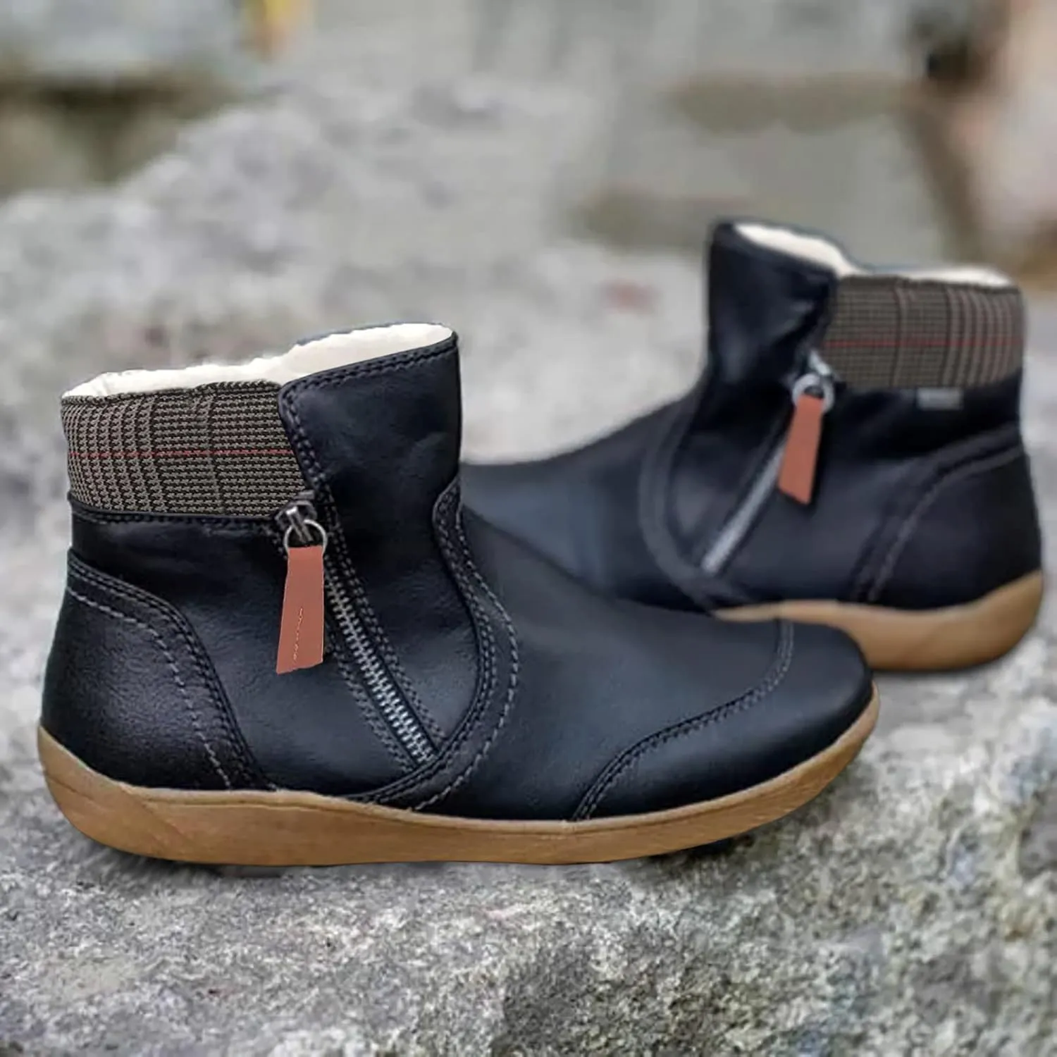 Womens Snow Boots Waterproof 8.5 Women's Waterproof Boots Wide Width Ankle Women's Leather Winter Boots White Hiking Boots Women Waterproof Lightweight Wide Width Botas Nieve Largas