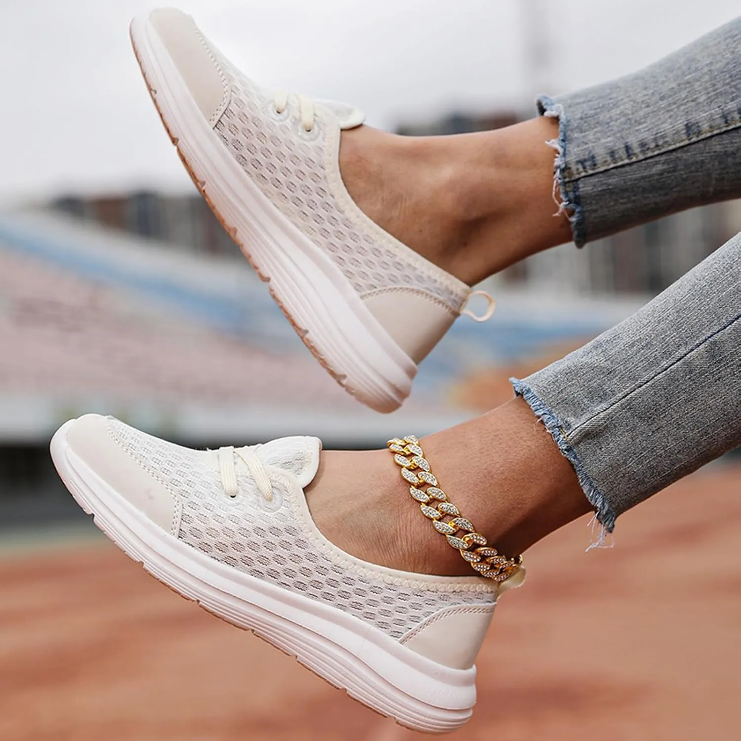 Women's Soft Sole Mesh Comfort Orthopedic Shoes, Women's Casual Slip-On Flat Lightweight Soft Sole Mesh Comfort Orthopedic Shoes