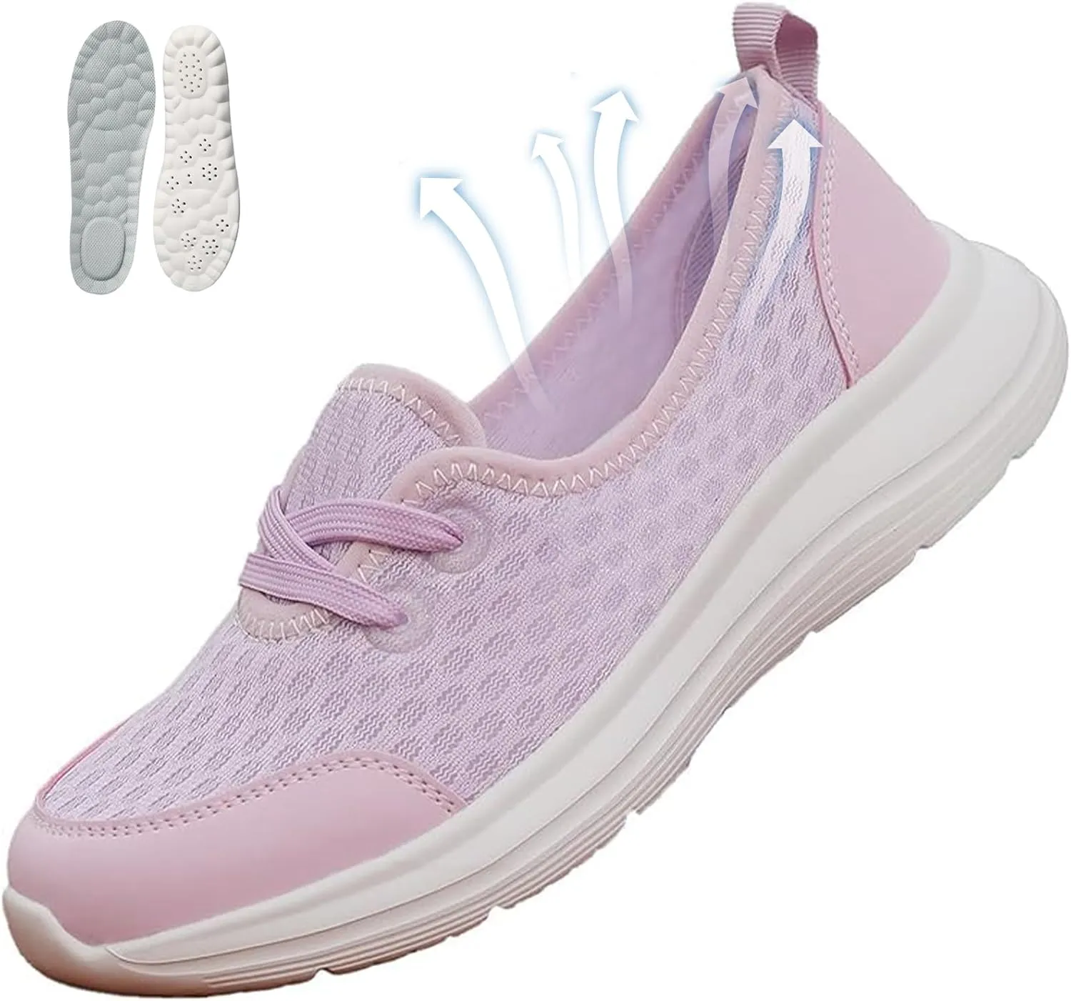 Women's Soft Sole Mesh Comfort Orthopedic Shoes, Women's Casual Slip-On Flat Lightweight Soft Sole Mesh Comfort Orthopedic Shoes
