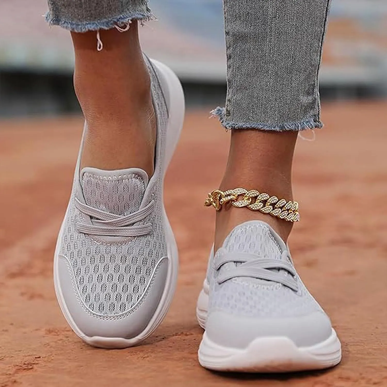 Women's Soft Sole Mesh Comfort Orthopedic Shoes, Women's Casual Slip-On Flat Lightweight Soft Sole Mesh Comfort Orthopedic Shoes