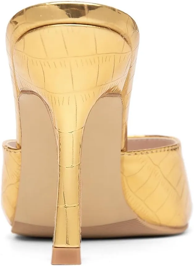 Women's Square Toe High Heeled Sandals,Kitten Heel Patent Leather Slippers,Easy To Wear Black Bento Shoes