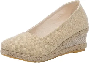 Womens Summer Fashion Close Toe Breathable Flatform Wedge Heel Sandals Espadrille Non Slip Shoes with Arch Support for