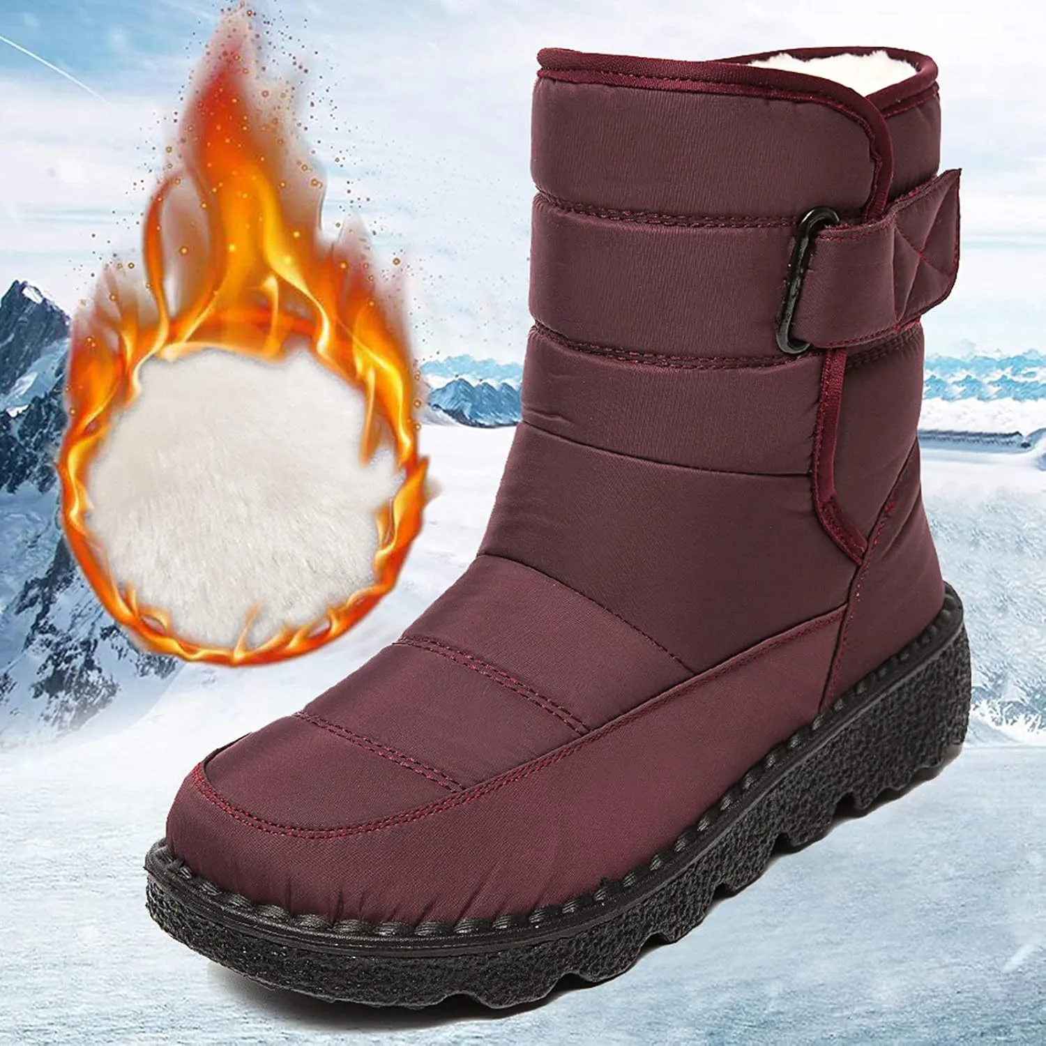 Women's Waterproof Snow Boots Lightweight Waterproof Snow Boots Women Winter Boots Waterproof Cold Weather Woman Winter Boots Knee High Wide Calf Plus Size Snow Boots Extra Wide Calf