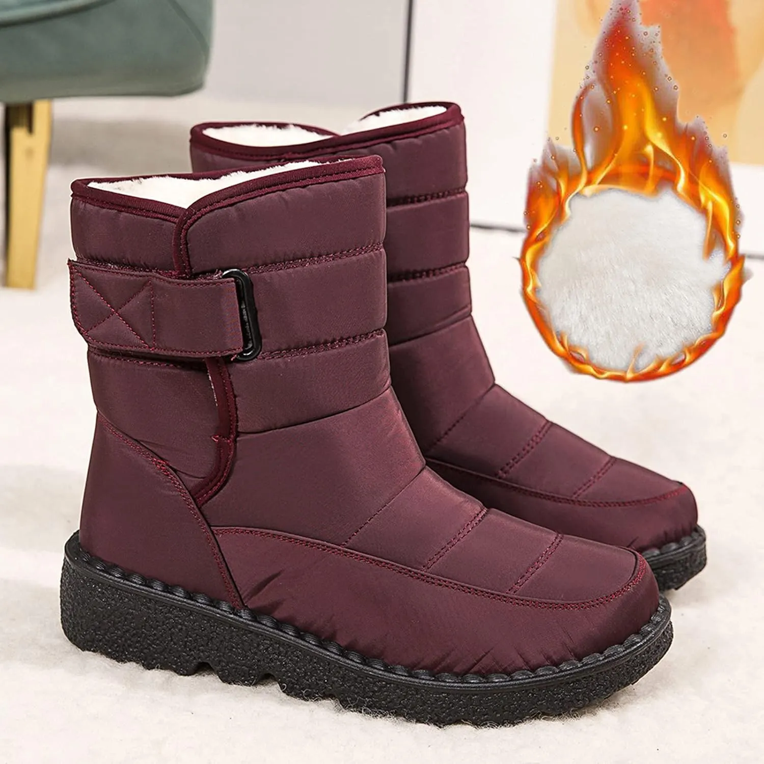 Women's Waterproof Snow Boots Lightweight Waterproof Snow Boots Women Winter Boots Waterproof Cold Weather Woman Winter Boots Knee High Wide Calf Plus Size Snow Boots Extra Wide Calf
